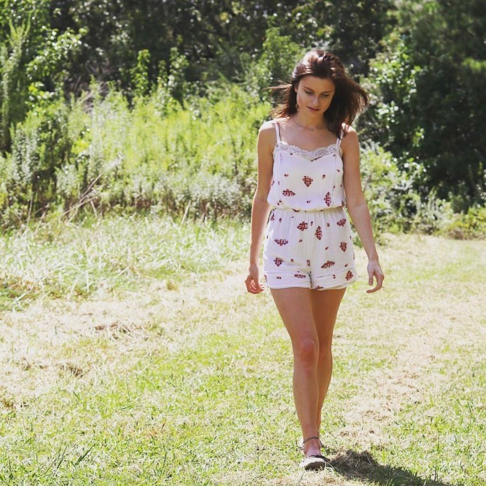 Skies Are Blue White Aztec Double-Strap Romper